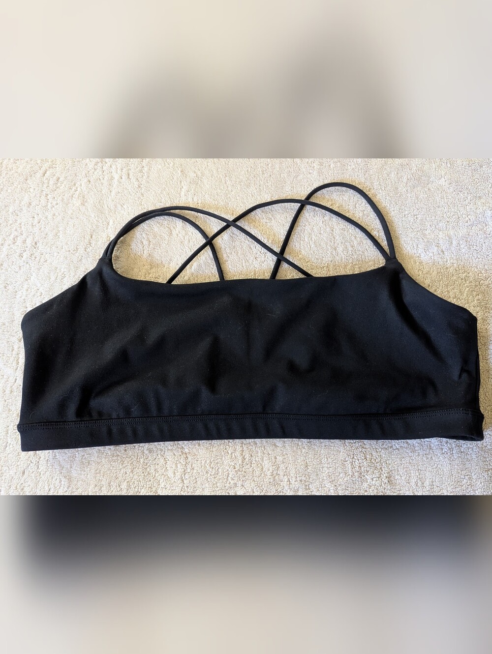 $12 GapFit Size XXL Breathe Strappy Sports Bra Black Criss Cross Back